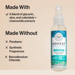 The Honest Company Plant-Based Hand Sanitizer Spray Kills 99.9% of Germs Hypoallergenic, Quick-drying and Moisturizing, Coastal Surf 2 fl oz