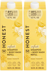 The Honest Company 2-in-1 Cleansing Shampoo Body Wash Refill Carton, Gentle for Baby, Naturally Derived, Tear-free, Hypoallergenic, Citrus Vanilla Refresh, 32 fl oz, (Pack of 2)