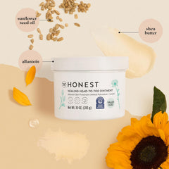 The Honest Company Head-to-Toe Healing Ointment, Multi-Purpose Baby Balm, Hypoallergenic, Fragrance-Free, Vegan, 10 oz