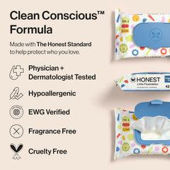 The Honest Company Toddler Hypoallergenic Flushable Wipes, 126 Count