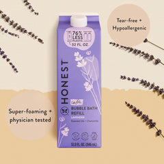 The Honest Company Foaming Bubble Bath Refill, Lavender Calm Scent, Tear-Free, Hypoallergenic, Naturally Derived, Gentle for Baby, 32 fl oz