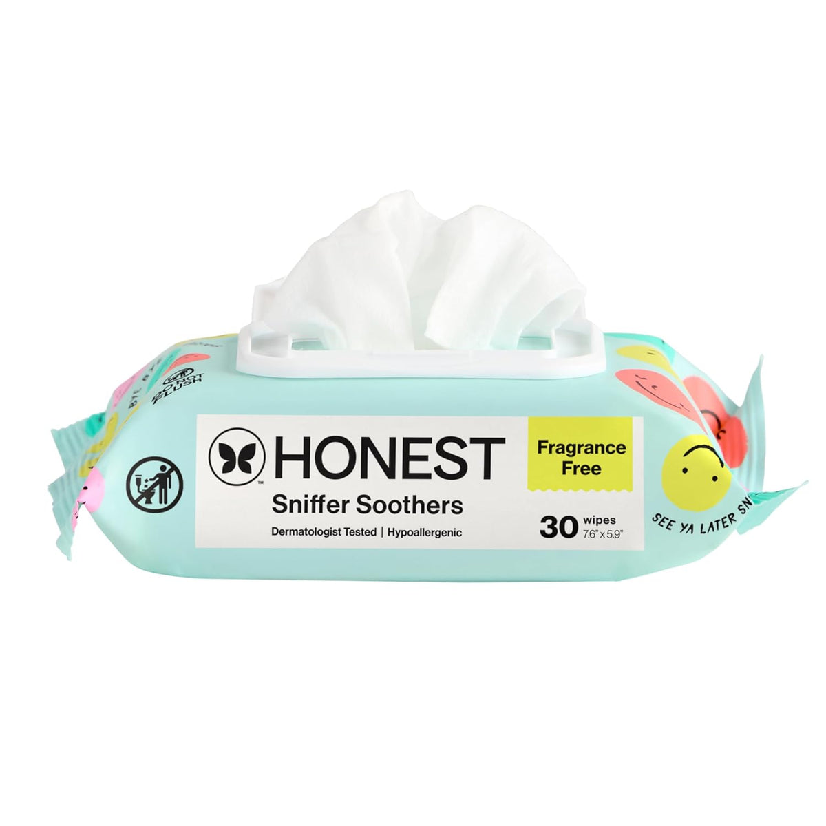 The Honest Company Plant-Based Snot Removing Wipes, Soothing Nose Face with Aloe, Hypoallergenic, Sensitive Skin, EWG Verified, Fragrance-Free, 30 Count
