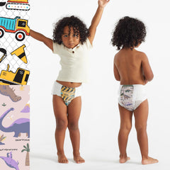 The Honest Company Clean Conscious Training Pants for Sensitive Skin, Hypoallergenic, Fragrance-Free, Rompin' & Stompin' Diggin' It Size 2T/3T (up to 34 lbs), 66 Count