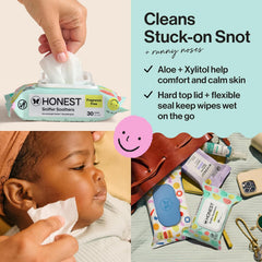 The Honest Company Plant-Based Snot Removing Wipes, Soothing Nose Face with Aloe, Hypoallergenic, Sensitive Skin, EWG Verified, Fragrance-Free, 30 Count