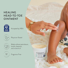 The Honest Company Head-to-Toe Healing Ointment, Multi-Purpose Baby Balm, Hypoallergenic, Fragrance-Free, Vegan, 10 oz