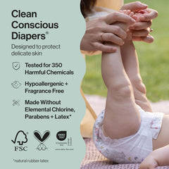 The Honest Company Comfort Dry Disposable Diapers for Sensitive Skin, Hypoallergenic, Fragrance-Free, Summer '25 Seasonal Prints, Club Box, Size 5 (27 lbs), 44 Count