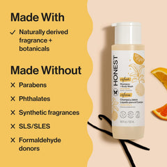 The Honest Company 2-in-1 Cleansing Shampoo Body Wash Gentle for Baby Naturally Derived, Tear-free, Hypoallergenic, Citrus Vanilla Refresh, 18 fl oz